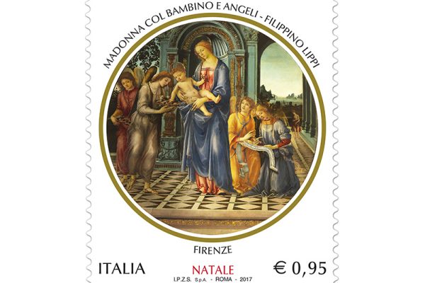 Il tondo di Filippino Lippi sul francobollo di Natale 2017 della Repubblica Italiana